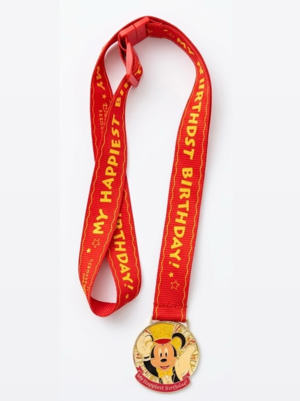 Tokyo Disney Resort Mickey Mouse My Happiest Birthday Gold Medal Lanyard Chain